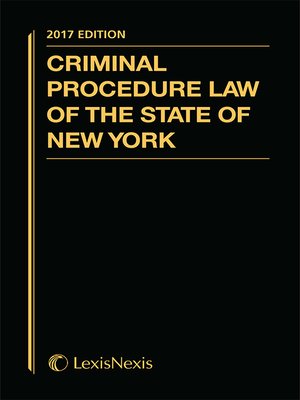 cover image of Criminal Procedure Law of the State of New York